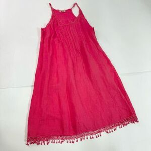 Via Signoria Dress Women Small Pink Sleeveless Scoop Neck Mini Linen Boho beach